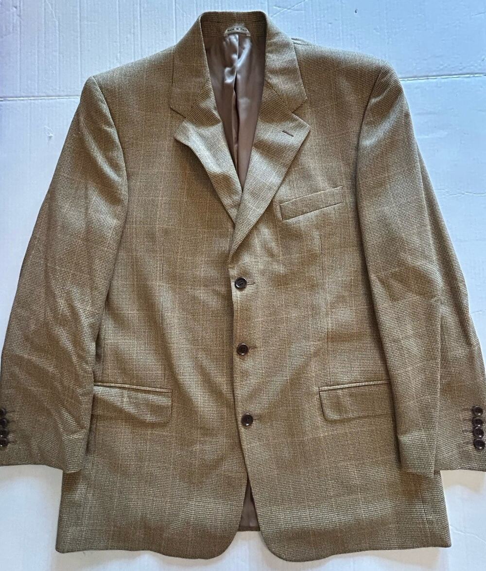 Chiavari Giovanni Tonella Mens Blazer Brown Herringbone Italian Wool Coat Sz 44L